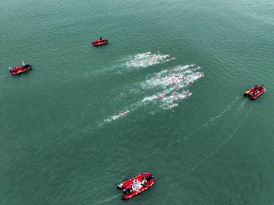 2026 Lianyungang Triathlon Asian Cup Contestants compete in the Excellent Group of the 2026 Lianyungang Triathlon Asian Cup in Lianyungang, Jiangsu Province, China on May 23, 2026. Lianyungang Jiangsu China  Copyright: xCFOTOx i1779547962561