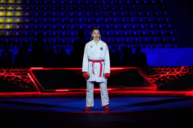 Deutschland: EKF Karate Europameisterschaft Seniors 2026 - Eissporthalle, Frankfurt: Kneer Johanna (GER, Rot) gewinnt Bronze Frankfurt am Main Eissporthalle Frankfurt Hessen Deutschland Copyright: xKjetilxWaberx