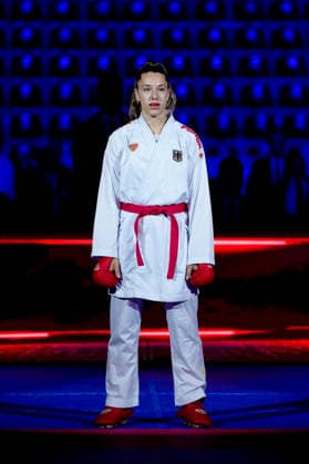 Deutschland: EKF Karate Europameisterschaft Seniors 2026 - Eissporthalle, Frankfurt: Kneer Johanna (GER, Rot) gewinnt Bronze Frankfurt am Main Eissporthalle Frankfurt Hessen Deutschland Copyright: xKjetilxWaberx