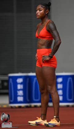 Wanda Diamond League Xiamen 2026 - Training Session XIAMEN, CHINA - MAY 22: American hurdles star Tonea Marshall pauses during a track training session on the eve of the Xiamen Diamond League, the second leg of the 2026 Wanda Diamond League circuit, at the Xiamen Egret Stadium in Xiamen, Fujian province, China, on May 22, 2026. Xiamen China  Copyright: xArturxWidakx originalFilename:widak-wandadia260522_npZXT.jpg