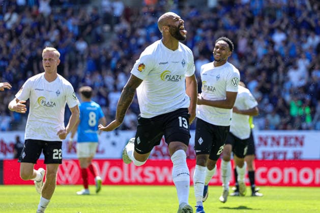 23.05.2026, xhettx, Fussball Landespokal Baden Finale, VfR Mannheim - SV Waldhof Mannheim v.l. jubel zum 1:0 durch Terrence Boyd (SV Waldhof Mannheim, 13) (DFL DFB REGULATIONS PROHIBIT ANY USE OF PHOTOGRAPHS as IMAGE SEQUENCES and or QUASI-VIDEO)