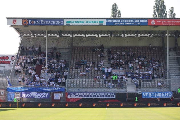 Krieschower Fans Fussball Landespokal Brandenburgt 2025 2026 Finale FC Energie Cottbus - VfB Krieschow 1921