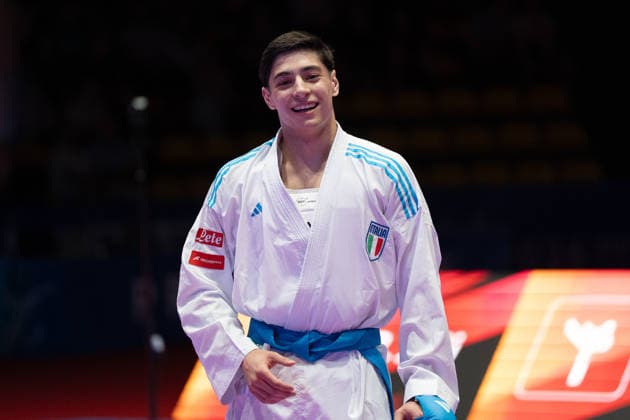 23.05.2026, xhfmx, Karate EKF Senior Championships 2026, Ugur Aktas (Türkei) im Kampf gegen Matteo Avanziani (Italien) (DFL DFB REGULATIONS PROHIBIT ANY USE OF PHOTOGRAPHS as IMAGE SEQUENCES and or QUASI-VIDEO) Frankfurt