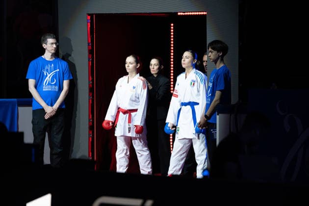 23.05.2026, xhfmx, Karate EKF Senior Championships 2026, Clemence Pea (Frankreic) im Duell mit Zala Maria Zibret (Slowenien) (DFL DFB REGULATIONS PROHIBIT ANY USE OF PHOTOGRAPHS as IMAGE SEQUENCES and or QUASI-VIDEO) Frankfurt