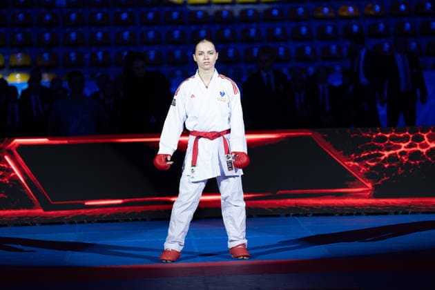 23.05.2026, xhfmx, Karate EKF Senior Championships 2026, Clemence Pea (Frankreic) im Duell mit Zala Maria Zibret (Slowenien) (DFL DFB REGULATIONS PROHIBIT ANY USE OF PHOTOGRAPHS as IMAGE SEQUENCES and or QUASI-VIDEO) Frankfurt