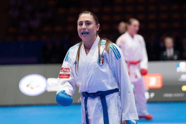 23.05.2026, xhfmx, Karate EKF Senior Championships 2026, Clemence Pea (Frankreic) im Duell mit Zala Maria Zibret (Slowenien) (DFL DFB REGULATIONS PROHIBIT ANY USE OF PHOTOGRAPHS as IMAGE SEQUENCES and or QUASI-VIDEO) Frankfurt