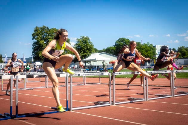WEINHEIM, GERMANY - MAY 23 Marlene Meier (GER TSV Bayer o4 Leverkusen) during the heats over 100m hurdles during the B&S Kurpfalz Gala am 23.05.2026 at the Sepp-Herberger-Stadium in Weinheim (Baden-Wuerttemberg Germany). Baden-Wuerttemberg Germany Copyright: xLeahxKohringx