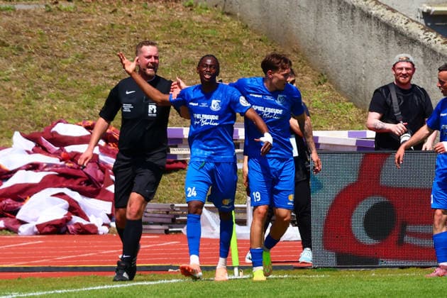 2026_05_23,VSG Altglienicke vs BFC Dynamo, Landespokalfinale , Regionalliga, Mommsenstadion Mohamed Sydney Sylla (VSG Altglienicke, 24) , Jonas Saliger (VSG Altglienicke, 19) feiern das Tor Berlin Berlin Germany