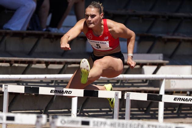 Leichtathletik, athletics, BuS Kurpfalz Gala , 23.05.2026 , Sepp Herberger Stadion Weinheim, 100m Hürden Frauen Franziska Schuster TSV Bayer 04 Leverkusen,
