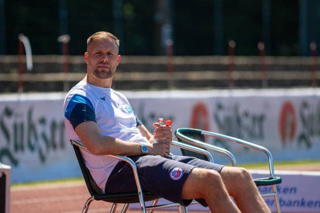 Hansa Coach Daniel Brinkmann vor dem Spiel GER, Fussball, Landespokal, Lüpzer Pils Cup, Finale, SV Pastow - FC Hansa Rostock