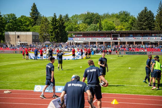 Blick in das Greifswalder Volksstadion zum Finale im Landespokal GER, Fussball, Landespokal, Lüpzer Pils Cup, Finale, SV Pastow - FC Hansa Rostock