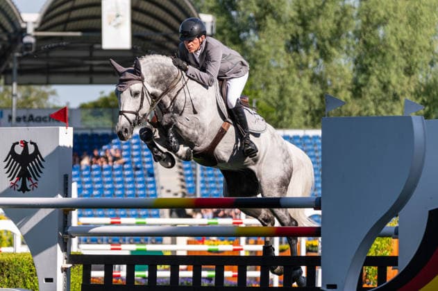 198 Philipp Schulze Topphoff on Cortez FZ (GER) during the TSCHIO 2026 (CHIO 2026) - 2nd Competition Youngster-Tour - CSIYH1* - Jumping competition for young horses at the Allianz Park in Aachen, Germany  Copyright: xMartinxPitschx xSPPx Sportspressphoto_152194