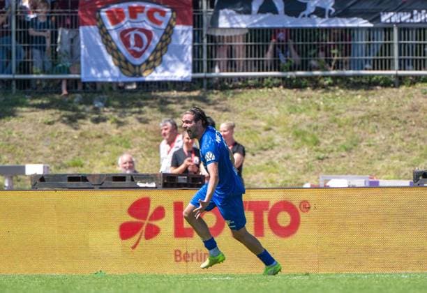 Fußball, Herren, Saison 2025 2026, Finale COSY-WASCH Landespokal Berlin, VSG Altglienicke - BFC Dynamo, Jonas Nietfeld (VSG Altglienicke), Jubel nach Tor zum 2:1, 23.05. 2026, Copyright: xMatthiasxKochx