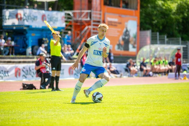 Cedric Harenbrock (FCH) am Ball GER, Fussball, Landespokal, Lüpzer Pils Cup, Finale, SV Pastow - FC Hansa Rostock
