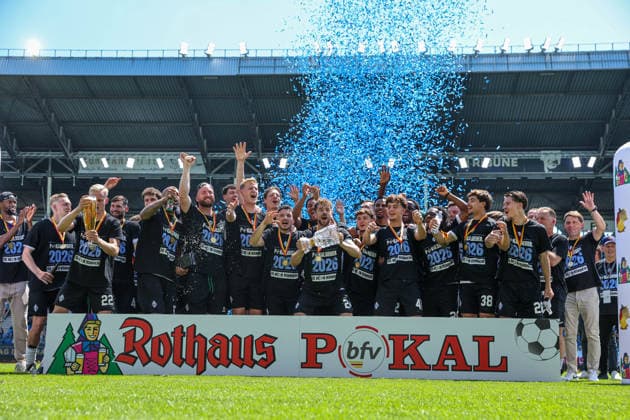 Der SV Waldhof Mannheim ist Pokalsieger 2025 2026 und qualifiziert sich somit für das DFB Pokal 2026 2027 beim BfV-Pokalfinale VfR Mannheim - SV Waldhof Mannheim 07 am 23.05.26 in Carl Benz Stadion, Mannheim xamx Foto: Alfio Marino