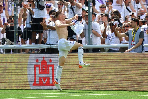 33 Christopher Grünewald (HEBC) bejubelt seinen Treffer zum 1:5. Fußball I Herren I Lotto Pokal I Saison 2025-2026 I Finale I SC Vorwärts Wacker04 Billstedt - HEBC I 23.05.2026 I Stadion Hoheluft