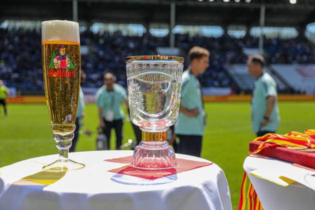 Der Pokal beim BfV-Pokalfinale VfR Mannheim - SV Waldhof Mannheim 07 am 23.05.26 in Carl Benz Stadion, Mannheim xamx Foto: Alfio Marino