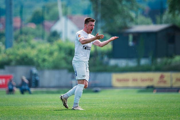 Niedersachsen-Pokal: TuS Bersenbrück vs. Lüneburger SK, 23.05.2026 TOR, JUBEL zum 2:3 durch Bo Weishaupt (Lüneburger SK Hansa, 80); Niedersachsen-Pokal, Finale (Amateure): TuS Bersenbrück vs. Lüneburger SK am 23.05.2026 im August-Wenzel-Stadion, Barsinghausen Copyright: xBEAUTIFULxSPORTS Tonhäuserx