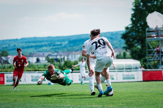 Niedersachsen-Pokal: TuS Bersenbrück vs. Lüneburger SK, 23.05.2026 TOR, JUBEL zum 1:3 durch Tjark Etienne Dörr (Lüneburger SK Hansa, 20); Niedersachsen-Pokal, Finale (Amateure): TuS Bersenbrück vs. Lüneburger SK am 23.05.2026 im August-Wenzel-Stadion, Barsinghausen Copyright: xBEAUTIFULxSPORTS Tonhäuserx