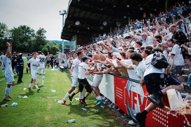 Niedersachsen-Pokal: TuS Bersenbrück vs. Lüneburger SK, 23.05.2026 TOR, JUBEL zum 3:3 durch Tjark Etienne Dörr (Lüneburger SK Hansa, 20) Niedersachsen-Pokal, Finale (Amateure): TuS Bersenbrück vs. Lüneburger SK am 23.05.2026 im August-Wenzel-Stadion, Barsinghausen Copyright: xBEAUTIFULxSPORTS Tonhäuserx