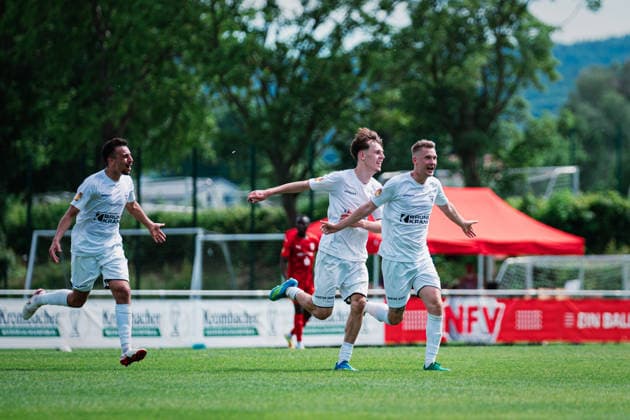 Niedersachsen-Pokal: TuS Bersenbrück vs. Lüneburger SK, 23.05.2026 TOR, JUBEL zum 3:3 durch Tjark Etienne Dörr (Lüneburger SK Hansa, 20) Niedersachsen-Pokal, Finale (Amateure): TuS Bersenbrück vs. Lüneburger SK am 23.05.2026 im August-Wenzel-Stadion, Barsinghausen Copyright: xBEAUTIFULxSPORTS Tonhäuserx