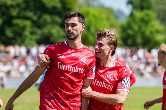 SBFV-Rothaus-Pokal, Bahlinger SC vs FC 08 Villingen, 23.05.2026 Torjubel zum 1:0 durch Elvir Zukaj (Bahlinger SC, 4) SBFV-Rothaus-Pokal, Bahlinger SC vs FC 08 Villingen, Karl-Heitz-Stadion Offenburg, 23.05.2026 Copyright: xBEAUTIFULxSPORTS Boscox