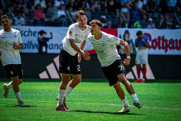 Deutschland: Fussball: bfv-Rothaus-Pokal 2025 2026 , Finale - VfR Mannheim vs SV Waldhof Mannheim - Carl-Benz-Stadion (Mannheim) : Lovis Bierschenk (SV Waldhof Mannheim, 7) Mimik, Gesichtsausdruck, Torjubel, Tor, Freude, Emotion, Gestik, Geste Copyright: xBennetxLongx