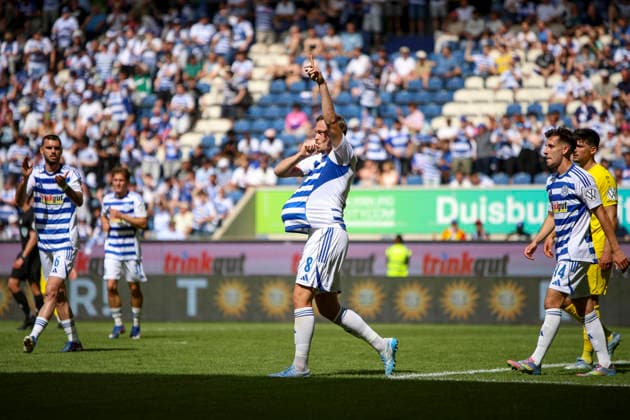 23.05.2026, GER, Fussball, Herren, Niederrheinpokal Finale, Saison 2025 2026, SC St. Tönis - MSV Duisburg Aljaz Casar (MSV Duisburg) Torjubel, jubelt nach seinem Treffer zum 0:2 Duisburg schauinsland-reisen-Arena Nordrhein-Westfalen Deutschland Copyright: xAdrianxSchlüterx