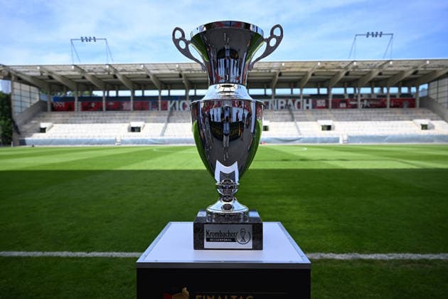 23.05.2026, xpsx, Fußball Finale Hessenpokal, SG Barockstadt Fulda-Lehnerz - SV Wehen Wiesbaden v.l. Trophäe Pokal Hessenpokal Symbolfoto, Symbolbild (DFL DFB REGULATIONS PROHIBIT ANY USE OF PHOTOGRAPHS as IMAGE SEQUENCES and or QUASI-VIDEO) Offenbach