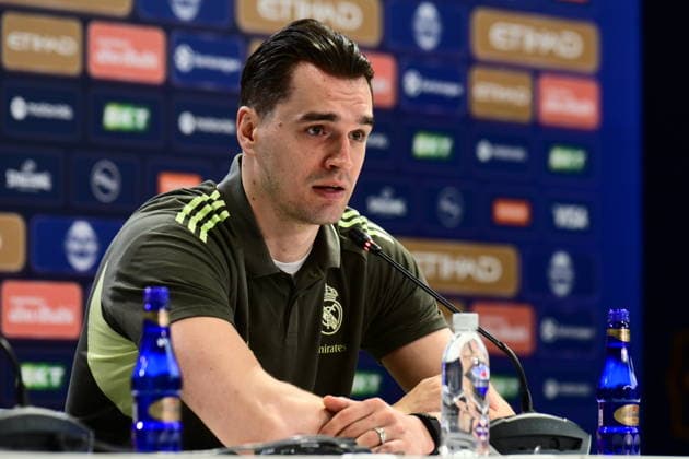 Pressconference Olympiacos v Real Madrid Final Euroleague Mario Hezonja of Real Madrid speaks during the press conference, PK, Pressekonferenz prior to the Euroleague Final Four game between Olympiacos and Real Madrid in Athens, Greece, on May 23, 2026 Athens Greece Basketball Copyright: xAgenciaxLOFx