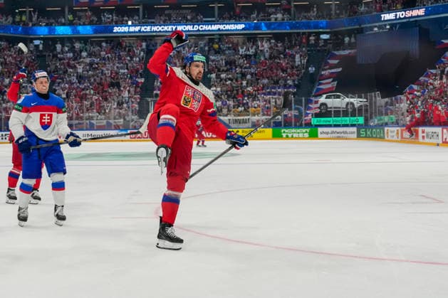 FRIBOURG, SWITZERLAND - MAY 23: Daniel Vozenilek of Czechia celebrates his goal during the 2026 IIHF Ice hockey, Eishockey World Championship, WM, Weltmeisterschaft Switzerland game between Slovakia and Czechia at BCF Arena on May 23, 2026 in Fribourg, Fribourg. Fribourg BCF Arena Fribourg Switzerland Copyright: xJustPictures.ch JarixPestelaccix jp-en-EuSpIm-JP6_JAR_Slovakia_Cyechia_23May2026_00009