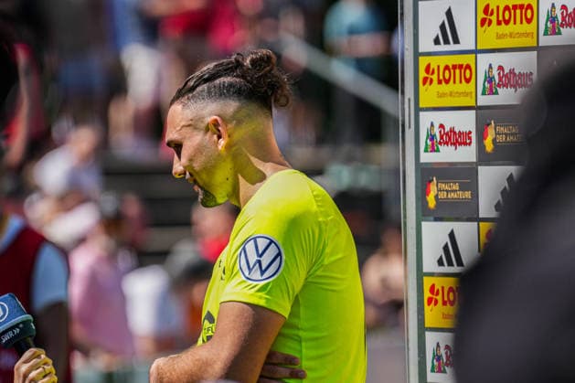 SBFV-Rothaus-Pokal, Bahlinger SC vs FC 08 Villingen, 23.05.2026 Andrea Hoxha (FC 08 Villingen, 12) nach dem Spiel im Interview SBFV-Rothaus-Pokal, Bahlinger SC vs FC 08 Villingen, Karl-Heitz-Stadion Offenburg, 23.05.2026 Copyright: xBEAUTIFULxSPORTS Boscox