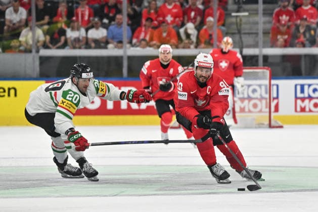 ZURICH, SWITZERLAND - MAY 23: Roman Josi of Switzerland in action chased by Istvan Sofron of Hungary during the 2026 IIHF Ice hockey, Eishockey World Championship, WM, Weltmeisterschaft Switzerland game between Switzerland and Hungary at Swiss Life Arena on May 23, 2026 in Zurich, Zurich. Zurich Swiss Life Arena Zurich Switzerland Copyright: xJustPictures.ch AndreaxBrancax jp-en-EuSpIm-JP7_ANB_Sui_Hung_23052026_2728