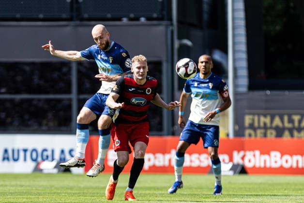 Finaltag der Amateure 2026: SC Fortuna Köln - FC Viktoria Köln; Sportpark Höhenberg, Köln; 23.05.2026 Adrian Stanilewicz (SC Fortuna Köln, 20), Meiko Sponsel (FC Viktoria Köln, 19) Finaltag der Amateure 2026: SC Fortuna Köln - FC Viktoria Köln; Sportpark Höhenberg, Köln; 23.05.2026 Copyright: xBEAUTIFULxSPORTS Buriakovx