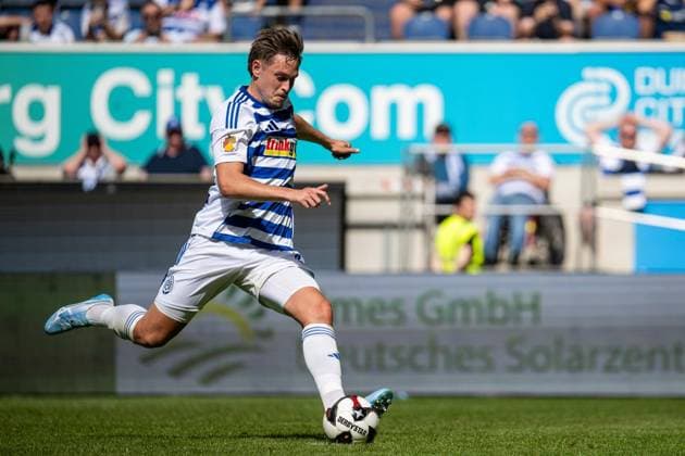 Niederrheinpokalfinale MSV Duisburg - SC St.Tönis ** NUR FÜR REDAKTIONELLE ZWECKE ** EDITORIAL USE ONLY **<p>Fußball Niederrheinpokalfinale MSV Duisburg - SC St.Tönis am 23.05.26 in der Schauinsland-Reisen Arena in Duisburg Aljaz Casar ( Duisburg ) Duisburg Copyright: JakobxKlos