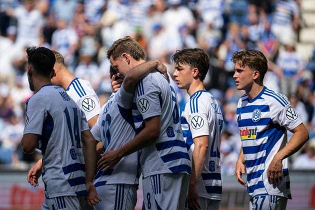 Niederrheinpokalfinale MSV Duisburg - SC St.Tönis ** NUR FÜR REDAKTIONELLE ZWECKE ** EDITORIAL USE ONLY **<p>Fußball Niederrheinpokalfinale MSV Duisburg - SC St.Tönis am 23.05.26 in der Schauinsland-Reisen Arena in Duisburg Torjubel zum 2:0 durch Aljaz Casar ( Duisburg ) Duisburg Copyright: JakobxKlos