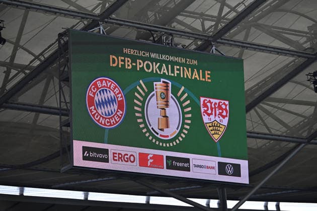 23.05.2026, xsltx, Fussball DFB Pokal Finale, FC Bayern München - VfB Stuttgart v.l. Anzeigetafel (DFL DFB REGULATIONS PROHIBIT ANY USE OF PHOTOGRAPHS as IMAGE SEQUENCES and or QUASI-VIDEO) Berlin
