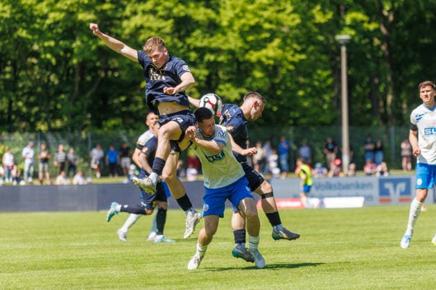 v.l. Niklas Mönck (Pastow) , Jonas Dirkner (Rostock) und Sebastian Synwoldt (Pastow) ; GER, FC Hansa Rostock vs. SV Pastow, Fußball, Männer, Lübzer Pils Landespokal, Finale, Spielzeit 2025 2026, 23.05.2026 Greifswald Volksstadion Mecklenburg - Vorpommern Deutschland