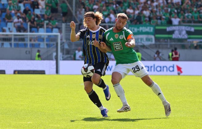 23.05.2026, Fussball, Herren, Sparkassen-Pokal Saarland Finale, Saison 2025 2026, 1. FC Saarbrücken - FC 08 Homburg, Tim Civeja (1. FC Saarbruecken) Mart Ristl (FC 08 Homburg) Saarbrücken Ludwigsparkstadion Saarland Deutschland (DEU) Copyright: xFabianxKleerx
