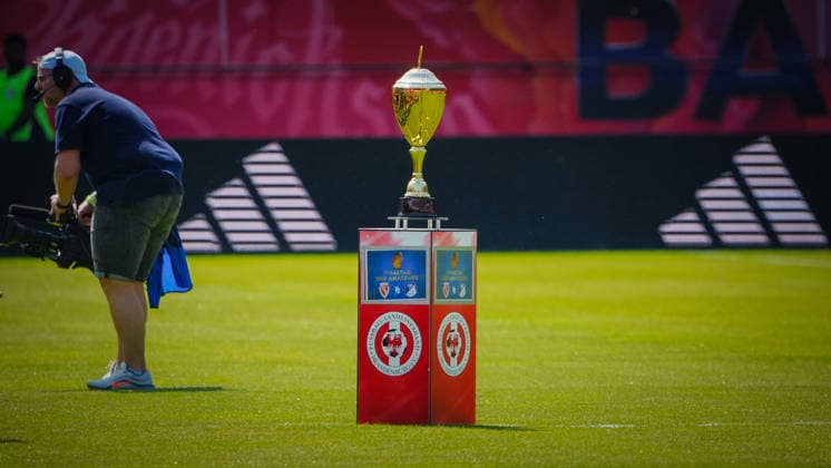 Fußball, Herren, Saison 2025 2026, Landespokal Brandenburg, Finale, Finaltag der Amateure, FC Energie Cottbus vs. VfB 1921 Krieschow, Samstag 23.05.2026, LEAG Energie Stadion Cottbus, Im Bild: Die Trophäe des Brandenburger Landespokals. Brandenburg Deutschland