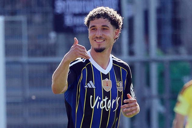 23.05.2026, xrekx, Fussball Landespokal Saarland Finale, 1.FC Saarbrücken - FC 08 Homburg v.l. Torjubel nach dem Tor zum celebrating the goal celebrate 2:1 durch Amine NaÃ¯fi (1.FC Saarbruecken) (DFL DFB REGULATIONS PROHIBIT ANY USE OF PHOTOGRAPHS as IMAGE SEQUENCES and or QUASI-VIDEO) Saarbrücken