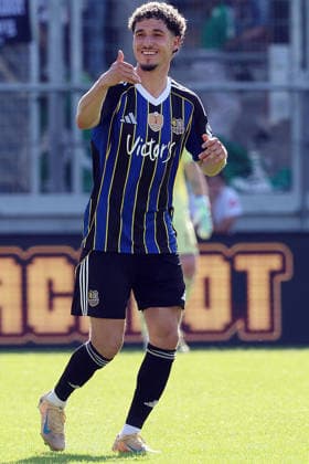 23.05.2026, xrekx, Fussball Landespokal Saarland Finale, 1.FC Saarbrücken - FC 08 Homburg v.l. Torjubel nach dem Tor zum celebrating the goal celebrate 2:1 durch Amine NaÃ¯fi (1.FC Saarbruecken) (DFL DFB REGULATIONS PROHIBIT ANY USE OF PHOTOGRAPHS as IMAGE SEQUENCES and or QUASI-VIDEO) Saarbrücken