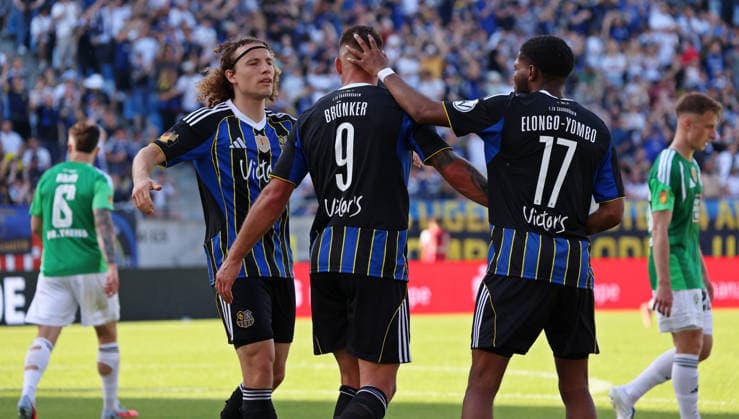 23.05.2026, Fussball, Herren, Sparkassen-Pokal Saarland Finale, Saison 2025 2026, 1. FC Saarbrücken - FC 08 Homburg, Torjubel des 1. FC Saarbrücken nach dem Tor zum 3:1 durch Kai Bruenker (1. FC Saarbruecken) Saarbrücken Ludwigsparkstadion Saarland Deutschland (DEU) Copyright: xFabianxKleerx