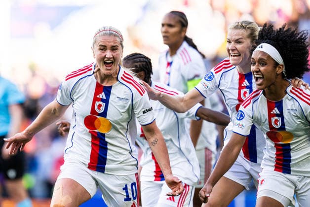 260523 Lindsey Heaps of Lyon celebrates a goal that is later disallowed after a VAR review during the UEFA Women s Champions League final football match between Barcelona and Lyon on May 23, 2026 in Oslo. Photo: Vegard Grott BILDBYRAN kod VG VG0925 bbeng football fotball fotboll soccer champions league finale final final 2026 mesterligaen dam fcb barcelona lyon ol lyonnes jubel Copyright: VEGARDxGRoTT BB260523VG022