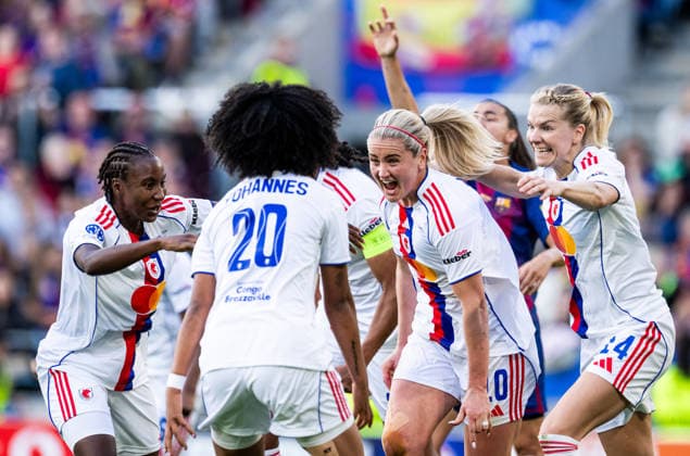 260523 Lindsey Heaps of Lyon celebrates a goal that is later disallowed after a VAR review during the UEFA Women s Champions League final football match between Barcelona and Lyon on May 23, 2026 in Oslo. Photo: Vegard Grott BILDBYRAN kod VG VG0925 bbeng football fotball fotboll soccer champions league finale final final 2026 mesterligaen dam fcb barcelona lyon ol lyonnes jubel Copyright: VEGARDxGRoTT BB260523VG023