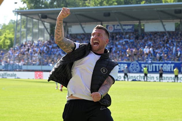 Pascal Reinhardt (SG Sonnenhof Grossaspach, Trainer) Jubelt SV Stuttgarter Kickers vs. SG Sonnenhof Grossaspach, Fussball, Maenner, DB-Regio wfv-Pokalfinale, Saison 2025 2026, 23.05.2026 SV Stuttgarter Kickers vs. SG Sonnenhof Grossaspach, Fussball, Maenner, DB-Regio wfv-Pokalfinale, Saison 2025 2026, 23.05.2026 Stuttgart *** Pascal Reinhardt SG Sonnenhof Grossaspach, coach cheers SV Stuttgarter Kickers vs SG Sonnenhof Grossaspach, football, men, DB Regio wfv cup final, season 2025 2026, 23 05 2026 SV Stuttgarter Kickers vs SG Sonnenhof Grossaspach, football, men, DB Regio wfv cup final, season 2025 2026, 23 05 2026 Stuttgart Copyright: xEibner-Pressefoto TobiasxBaurx EP_TBR