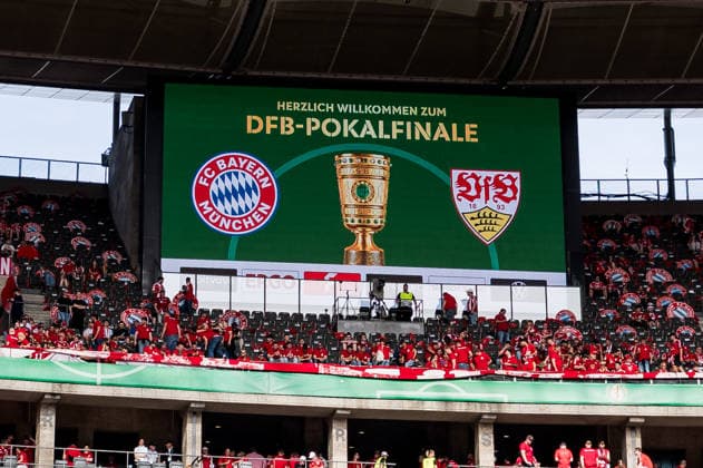 BERLIN, GERMANY - MAY 23: Screen Welcome to DFB Pokal Finale before the DFB Pokal Final match between FC Bayern Muenchen vs. VfB Stuttgart at Olympic Stadium on May 23, 2026 in Berlin, Germany. DFB REGULATIONS PROHIBIT ANY USE OF PHOTOGRAPHS AS IMAGE SEQUENCES AND OR QUASI-VIDEO. Berlin Germany Copyright: xSteffiexWunderlx