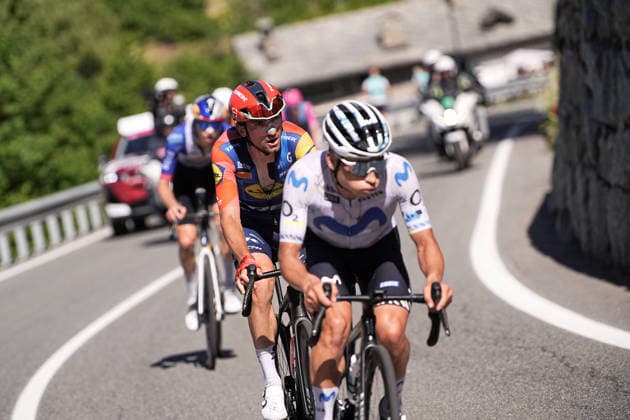 Italy™s Giulio Ciccone of Lidl-Trek and Colombia™s Einer Augusto Rubio Reyes of Movistar Team during Stage 14 of the Giro d™Italia, from Aosta to Pila, Italy, Saturday, May 23, 2026.  Copyright: xMarcoxAlpozzi LaPressex
