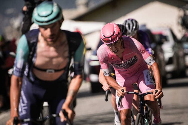 PortugalÕs Afonso Oliveira Eul‡lio of Bahrain Victorious during Stage 14 of the Giro dÕItalia, from Aosta to Pila, Italy, Saturday, May 23, 2026.  Copyright: xMarcoxAlpozzi LaPressex