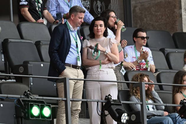 23.05.2026, xsltx, Fussball DFB Pokal Finale, FC Bayern München - VfB Stuttgart v.l. Dorothee Bär Bundesministerin für Forschung, Technologie und Raumfahrt der Bundesrepublik Deutschland mit Ehemann Oliver Bär (DFL DFB REGULATIONS PROHIBIT ANY USE OF PHOTOGRAPHS as IMAGE SEQUENCES and or QUASI-VIDEO) Berlin